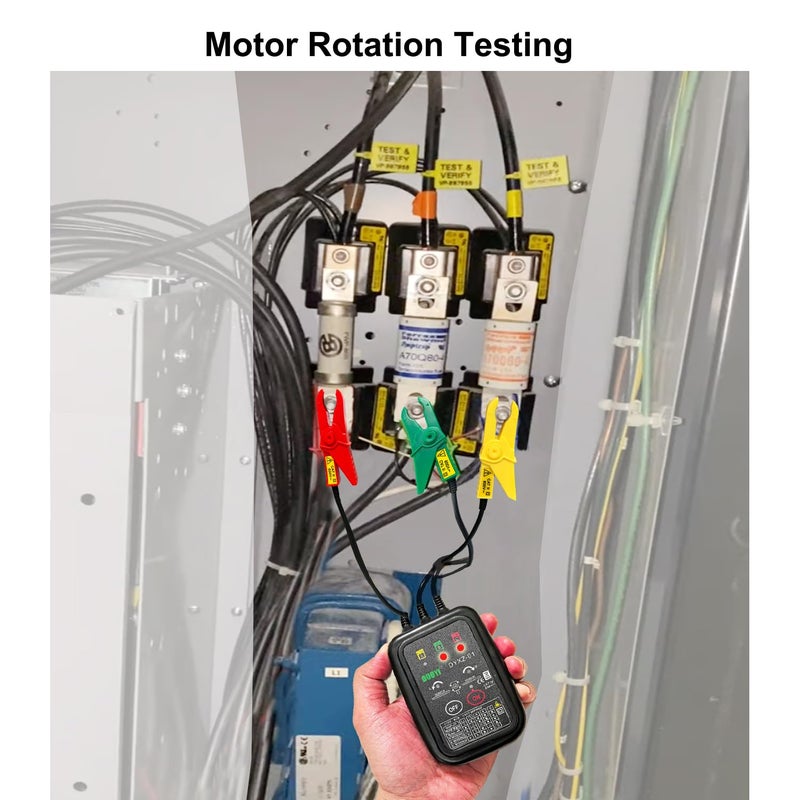 Vanlison Non-Contact 3 Phase Rotation Meter | Motor Rotation Tester for AC 70V-600V | Phase Sequence, Live Wire & Circuit Break Detector | Auto Power-Off, 20" Clamps | Professional Electrician Tool Kit - Image 5